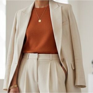 Burnt Orange Bay Studio Rayon Blend Knit Shell Top Petite Large